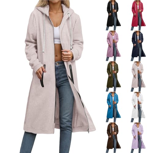 Angxiwan Ladies Zip up Hoodies Hoodies for Women UK Oversized Zip up Hoodie Hooded Lightweight Women Casual Long Sleeve Sweatshirt Long Womens