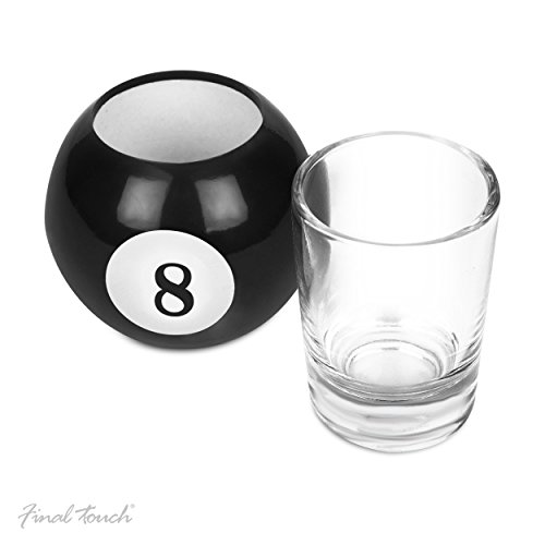 Final Touch Set of 10 Pool Shot Glasses with Rack Tray