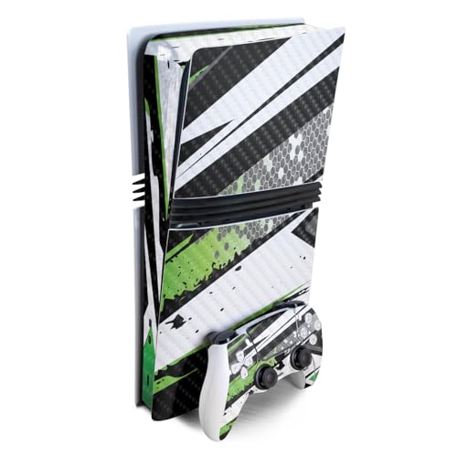 Carbon Fiber Gaming Skin Compatible with Sony PlayStation 5 PS5 Pro Bundle - Gr…