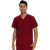 COZY SCRUBS Scrub Top for Men, Stretch V-Neck Top with 3 Pockets | Water Resistant Fabric, Side Work Storage, For Nurses, Clinics, Daily Medical Uniforms, (Previously COZYFIT)