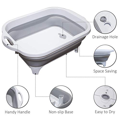 ZHZJ Collapsible Cutting Board, Multifunctional Chopping Board with Colander, Space Saving Kitchen Vegetable Washing Basket, Food Grade Camping Sink Storage Basket for Kitchen/BBQ Prep/Picnic