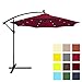Best Choice Products 10ft Solar LED Offset Hanging Polyester Market Patio Umbrella w/Steel Frame and Easy Tilt Adjustment, Burgundy