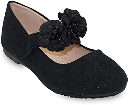 Girls Glitter Suede Mary Jane Ballerina Flat Shoes Princess Dress Shoes (Toddler/Little Kid/Big Kid)