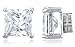 Silvertone Magnetic Earrings with Clear Cz Square - 4mm to 12mm (8 Millimeters)