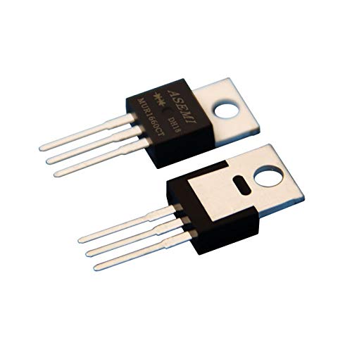 (Pack of 5pcs) MUR1660CT ASEMI TO-220AB Package 3 Pins Fast Recovery Rectifier Diode 16amp 600v for Transformer