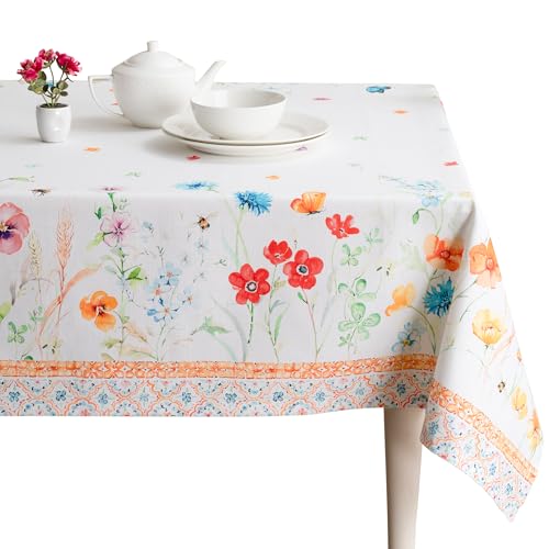 Maison d'Hermine Tischdecke, rechteckig, 100% Baumwolle, 220 cm x 160 cm. Wiederverwendbar, für den täglichen Gebrauch, zum Essen, für Partys, Festlic