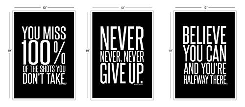 Motivational Inspirational Famous Quotes Teen Boy Girl Sports Wall Art Posters Decorative Prints Black White Workout Fitness Wall Decor Home Office Business Classroom Dorm Gym Entrepreneur (13 x 19)