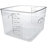Rubbermaid Commercial Carb-X Space Saving Square Food Storage Container, 12-Quart, Clear (FG631200CLR)