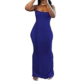 PINSV Women Summer Long Dress Casual Slip Sexy Sleeveless Bodycon Maxi Dresses for Women