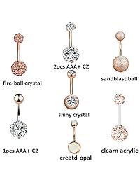 Adramata - 12 anillos de ombligo de acero inoxidable de 0.49 oz, para mujer, niña, ombligo, piercing, AD4CC-16duqiding-RG