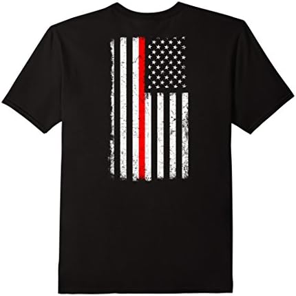 Men's Firefighter shirts: Custom Thin Red Line US Flag T-shirt XL Black