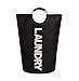 Collapsible Pop Up Laundry Hamper,College Laundry Bags for Heavy-duty Use with Alloy Handles,Black