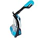 HELLOYEE Full Face Snorkel Mask for Adults Kids Panoramic View Snorkeling Mask Free Breathing Anti-Fog Anti-Leak Design with Detachable Camera Mount (Black-Blue, XS)