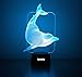 LovoIn Dancing Dolphin 3D LED Illusion Night Light Table Desk Room Lamp, 7 Colors Changing, Touch Switch USB Charging, Gift for Kids Family Friends and Home Decoration Light