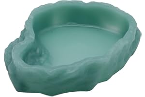 Reptile Water Dish,Resin Reptile Rock Food Feeder Bowl, Water and Food Bowl,Terrarium Decor for Leopard Gecko, Lizard,Spider,