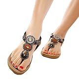 ❀Todaies Women Fashion Sandals Sweet Beaded Clip Toe Flats Bohemian Herringbone Sandals 2018