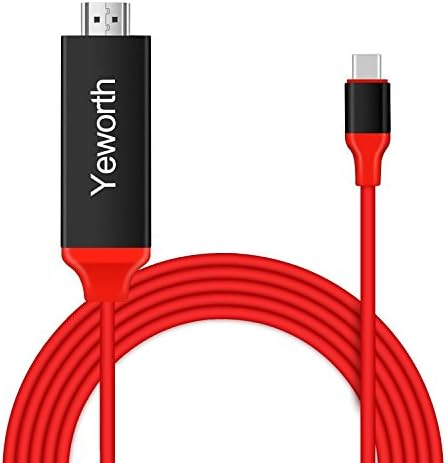 USB Type C to HDMI Cable, Yeworth Type C to HDTV Digital AV Adapter 4K 6.6ft Cable for Samsung S8, HuaWei MateBook, MacBook 2016 - Red
