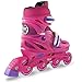 Crazy Skates Adjustable Inline Skates for Girls - Beginner Kids Roller Blades - Pink with Purple (Small/Sizes j11-1)