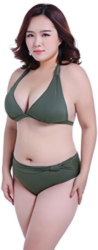 Gritu Women's Vintage Plus Size Halter Bikini Two Piece Swimsuit Bathing Set Navy 2XL