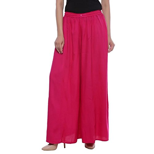 Regular Fit|Comfort Rayon Solid Pink Palazzo