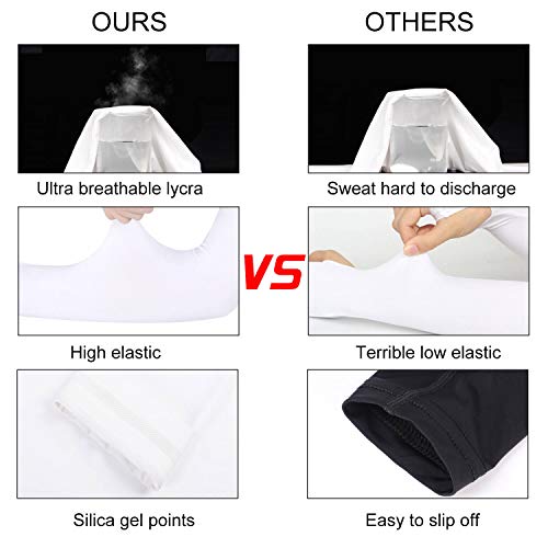 WESTGIRL Cooling Arm Sleeves UV Protection, Breathable Non-Slip Long Sun Sleeves Arm Warmers Covers for Men Women, Perfect for Cycling Driving Running Basketball Football Golf, 1 Pair