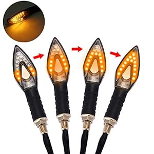 Yizhet 4 stuks Knipperlichten voor motorfiets 14LEDs richtingaanwijzers met lopende aanwijzers Amber kleur, motorfiets…