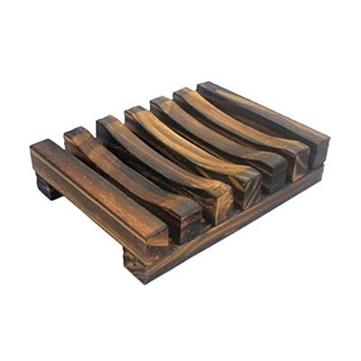The Flash Store Bathroom Accessories Handmade Natural Wood Soap Dish Wooden Soap Holder, Rectangular, Hand Craft, Natural Wooden Holder for Sponges, Scrubber (Dark Brown, 1)