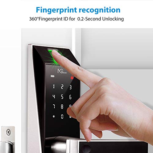 NGTeco Security Smart Lock, Biometric Keyless Entry Door Lock with Handle Set, Bluetooth Touchscreen Keypad Fingerprint… - Image 2