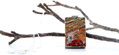 Dichroic Fused Glass Giraffe Slide Pendant Necklace 18" Chain Included