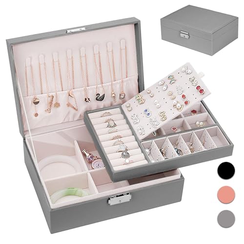 NUZEKY Jewelry Box Organizer for Women Girls, 2 Layer Jewelry Organizer