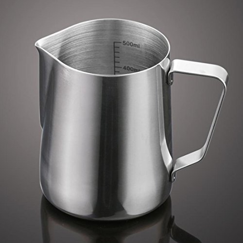 Fcoson Stainless Steel Milk Frothing Cup 20oz Espresso Frother Pitcher with Measurement Inside - Thumbnail 2