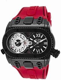 Elini Barokas Men's 'Genesis World' Swiss Quartz Stainless Steel and Silicone Casual Watch, Color:Red (Model: ELINI-20019-BB-01-RDS)