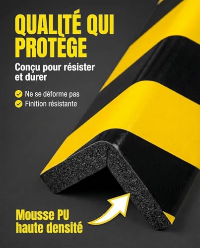 NOOGUI - Foam Garage Protection - Columns and Walls - High Density Foam 2 cm - Reflective Adhesive Yellow and Black - 40 x 15 x 2 cm - Shockproof Interior Car Parking - 6 Pieces