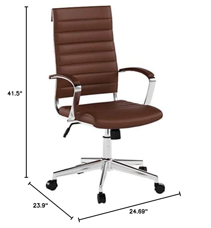 Amazon Basics HighBack Executive Swivel Office Desk Chair with Ribbed Puresoft Upholstery