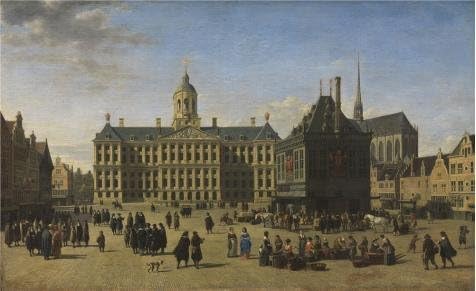 Oil Painting 'The Dam Square In Amsterdam By Gerrit Adriaensz Berckheyde,1668' Printing On Polyster Canvas , 18x29 Inch / 46x75 Cm ,the Best Study Artwork And Home Artwork And Gifts Is This Imitations Art DecorativeCanvas Prints