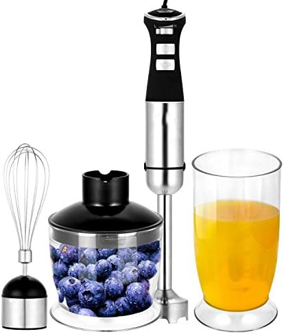 Utheing Hand Immersion Blender 330W 4-in-1 5 Speed Smoothie Maker Multifunctional Mixer with Chopper for Fruit Baby Food Sauce and Smoothies