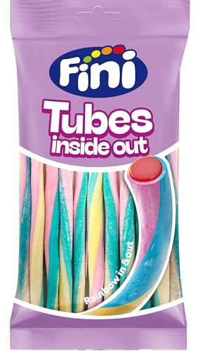 palo Tubes Rainbow Inside Out | Regaliz de Fresa Cubierto de Nube de Colores | Bolsa de 80 gr.