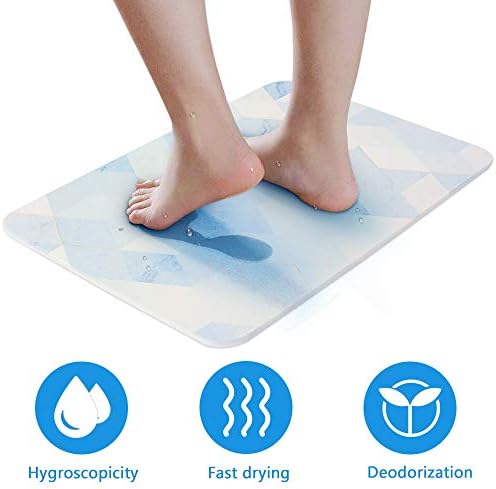 FSBMIN Diatomaceous Earth Bath Mat, Fast Drying Non Slip Absorbent Antibacterial Bath Mat, Easy to Clean Bathroom Mats, Pattern design (16×12×0.4inch)