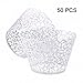 Gospire 50 pcs Pearl Lace Filigree Wedding Cupcake Wrapper Baking Cake Cups Wraps Party Decoration Laser Cut White