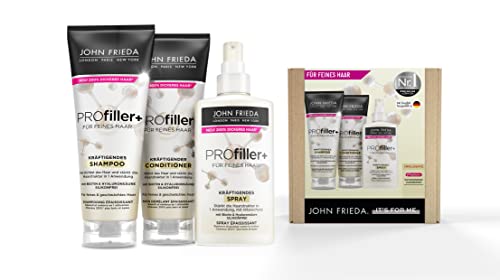 John Frieda Profiller+ Vorteils-Set - Inhalt: Shampoo, 250ml + Conditioner, 250ml + Kräftigendes Spray, 150ml - Für feines Haar - Mit Biotin & Hyaluronsäure thumbnail 1