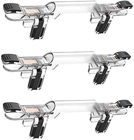 Anytech (Pack of 3) Long Pubg Transparent PUBG Sensitive Shoot/Aim Buttons L1 R1 Trigger Mobile Game Controller for Andriod & iOS Metal Gaming Accessory Kit (White, for Android, iOS)