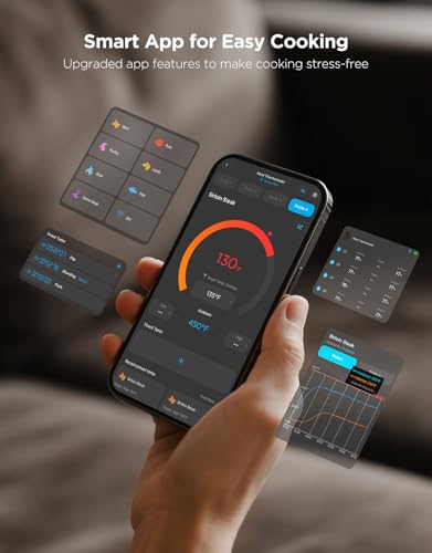 GoveeLife Bluetooth Wireless Meat Thermometer with 4 Probes, WiFi Unlimited Range, ±1.8℉ Accuracy, IP68 Waterproof Real Time Monitoring Digital Food Thermometer for Kitchen, BBQ, Grill, Oven, Smoker