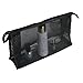 Jgstkcity 2 Piece Assorted Size Cosmetics See Through Make Up Bag/Organizer, Mesh Travel Accessories Organizer (Black)