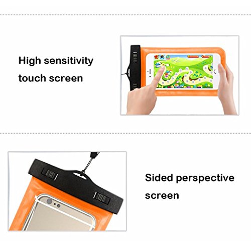 matoen® Travel Swimming Waterproof Bag With Arm bands Case Cover for 6 inch Cell Phone,for iphone x, for iphone 8,for Samsung Galaxy S9/S8/S7,for HTC M7/M8 (Orange) - Thumbnail 2