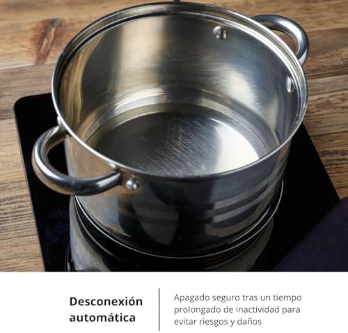 Corberó – Placa Vitrocerámica Domino 2 zonas | CCVGD25BF | 9 Niveles de Potencia | Control Táctil | Potencia 2900 W | Desconexión Automática | Bloqueo Infantil |Indicador Calor Residual |Negro