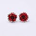KeyZone 1 Pair Stylish Lady Rose Flower Zinc Alloy Pierced Ear Stud Earrings Red