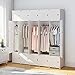 KOUSI Portable Wardrobe Closet for Bedroom Clothes Armoire Dresser Multi-Use Cube Storage Organizer, White, 10 Cubes &5 Hanging Sections