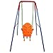 Costzon Toddler Swing Set, High Back Seat with Safety Belt, A-Frame Outdoor Swing Chair, Metal Swing Set for Backyard (Orange)