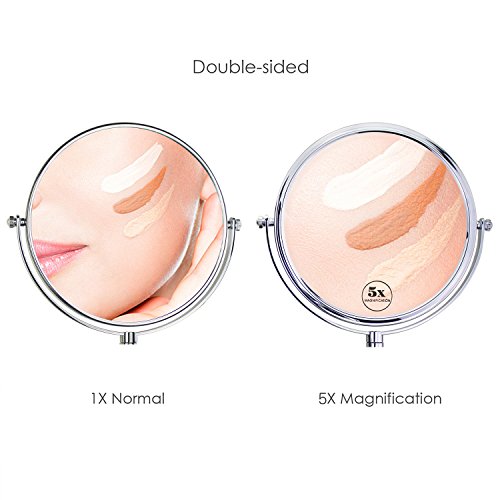 image for Gloriastar Wall Mount Makeup Mirror,1x/5x Magnification, 8-Inch,Chrome