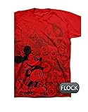 Disney Mickey Mouse 'Mickey Music Flock' Tee Adult Mens T Shirt- Red